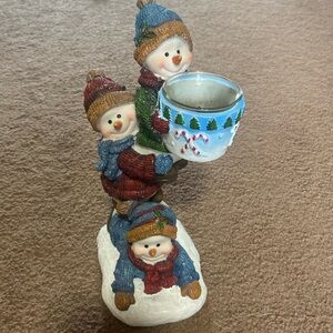 Home Interiors Snowman Tower Candle Holder Vintage